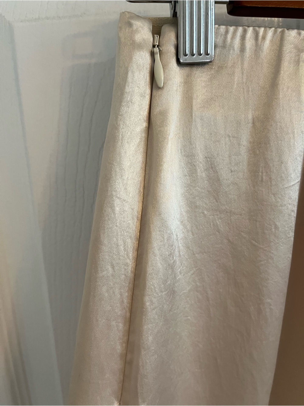 Babaton Satin Maxi Skirt in Light Cream with Side Slit - Picture 7 of 8